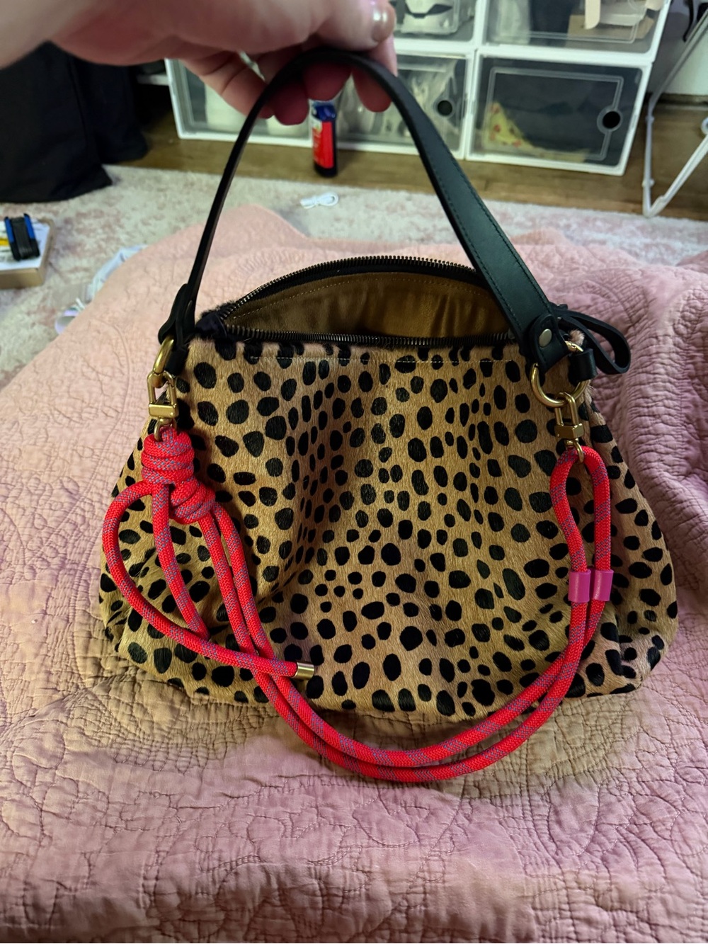PARKER THATCH - LEOPARD CALF HAIR DAILY BAG - NEVER WORN
